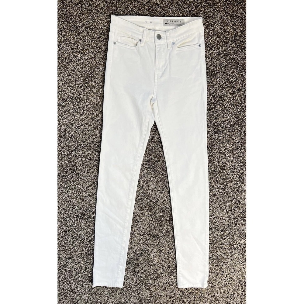 ALLSAINTS Stilt Skinny Fit High Rise Stretch Jeans / Off-white / Women's 24